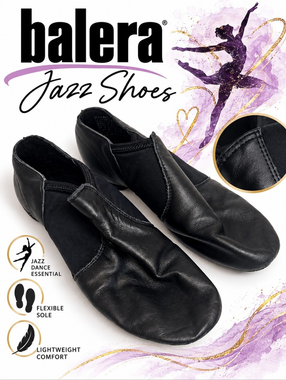 balera Black Kids Jazz Dance Shoes